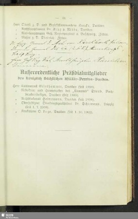 Außerordentliche Präsidialmitglieder des Königlich Sächsischen Militär-Vereins-Bundes