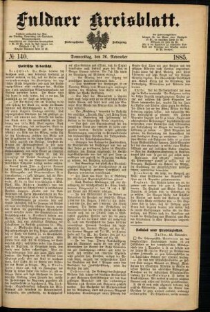Ausgabe vom Donnerstag, den 26. November 1885.