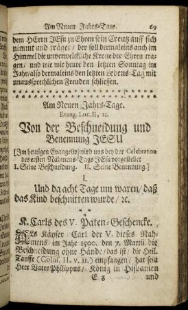 Am Neuen Jahrs-Tage. - Am dritten Sonntage nach Epiph.