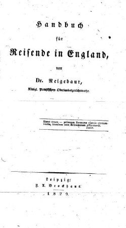 Handbuch für Reisende in England