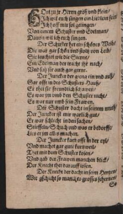 Hort zu jr Herrn groß vnd klein/ || Jch wil euch singen ein Liedlein fein/ ||