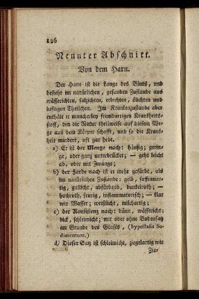 Neunter Abschnitt. Von dem Harn