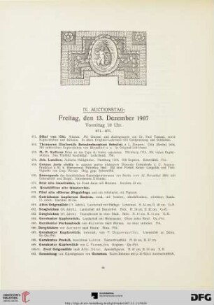 IV. Auctionstag (Nr. 671-871)