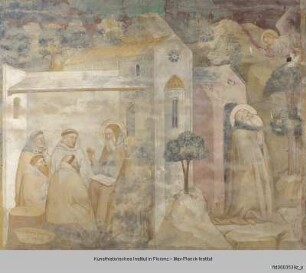 Freskenzyklus mit Szenen aus der Vita des heiligen Antonius : Der heilige Antonius unterweist Mönche und dem heiligen Antonius erscheint ein Engel