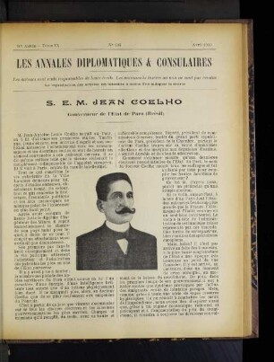 S. E. M. Jean Coelho Gouverneur de l'Etat de Para (Brésil)