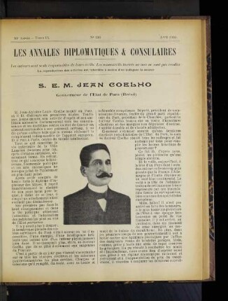 S. E. M. Jean Coelho Gouverneur de l'Etat de Para (Brésil)