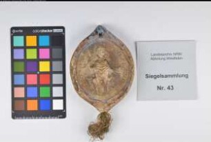 Siegler: Münster, Bischof Hermann von Katzenellnbogen Überlieferungsart: Original. Stoff: Wachs Farbe: ungefärbt Form: spitzoval. Durchmesser: 70 Art: Typ: Umschrift:
