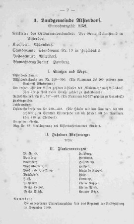 1. Landgemeinde Alsterdorf.