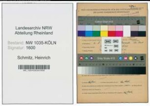 Entnazifizierung Heinrich Schmitz , geb. 06.08.1899 (Bergbauangestellter)