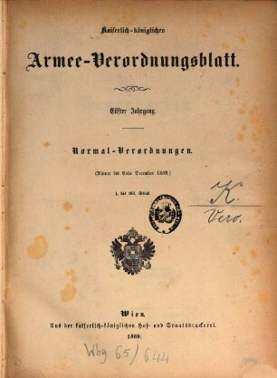 Kaiserlich-königliches Armee-Verordnungsblatt. Normal-Verordnungen. 17, [17.] = 11.1869