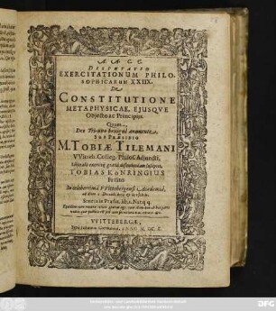 Disputatio Exercitationum Philosophicarum XXIIX. De Constitutione Metaphysicae, Eiusque Obiecto ac Principiis