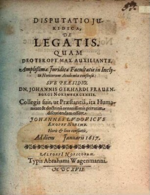 Disp. iur. de legatis