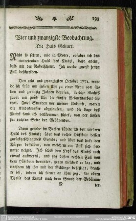 Vier und zwanzigste Beobachtung. Die Hals Geburt