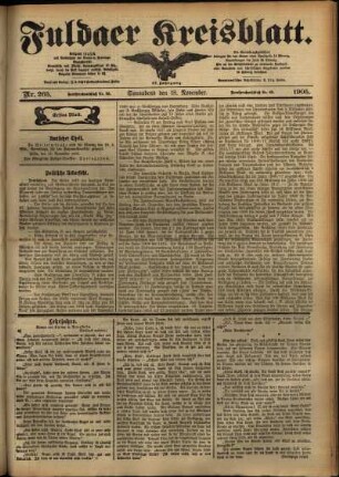 Erste Ausgabe vom Samstag, den 18. November 1905.