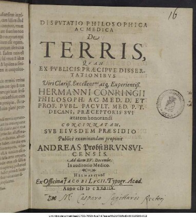 Disputatio Philosophica Ac Medica De Terris