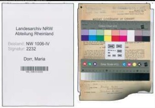 Entnazifizierung Maria Dorr , geb. 07.02.1899 (Lehrerin)