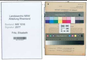 Entnazifizierung Elisabeth Fritz , geb. 10.03.1894 (Schneiderin)