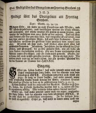 Predigt über das Evangelium am Feyertag Stephani.