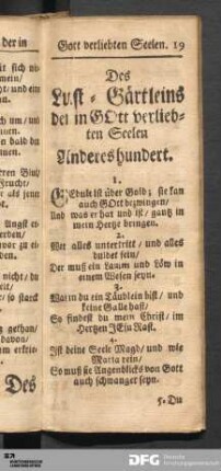 Des Lust-Gärtleins der in Gott verliebten Seelen Anderes Hundert.