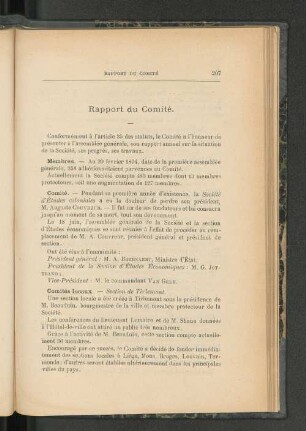 Rapport du Comité.