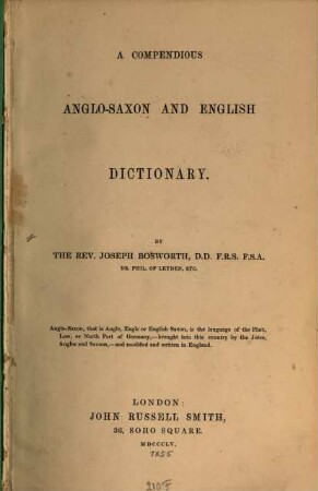 A compendious anglo-saxon and english Dictionary