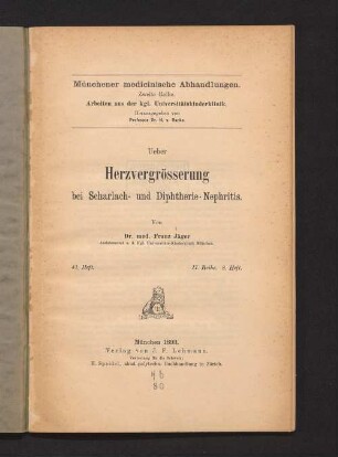 Ueber Herzvergrösserung bei Scharlach- und Diphtherie-Nephritis