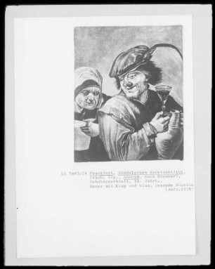 Bauer mit Krug und Glas; lesende Bäuerin