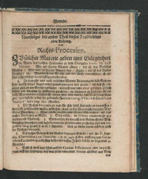 Nun folget der ander Theil dieses Tractatleins oder Anhang. Von Rechts-Processen.