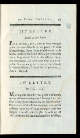 IVe Lettre. Mercredi à midi.