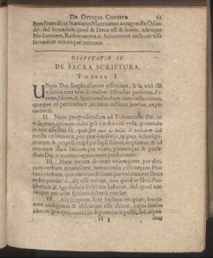 Disputatio IV. De Sacra Scriptura.