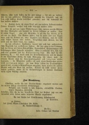 Zur Beachtung