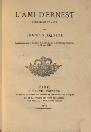 L'ami d'Ernest : Comédie en un acte