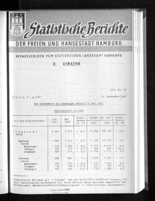Der Seeverkehr des Hamburger Hafens im Juni 1961 : Lfd. Nr. 45