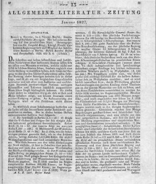 Staatswirthschaftliche Anzeigen. Mit vorzüglichem Bezug auf den preussischen Staat. Bd. 1. H. 1-2. Hrsg. v. L. Krug. Berlin, Stettin: Nicolai 1826