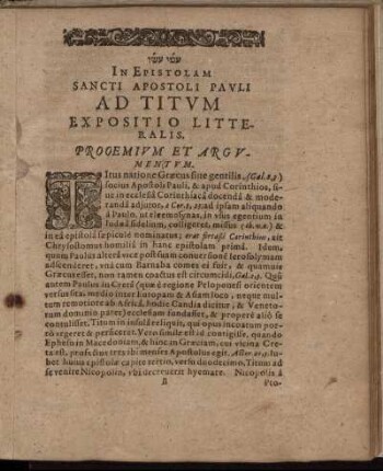 Prooemium Et Argumentum.
