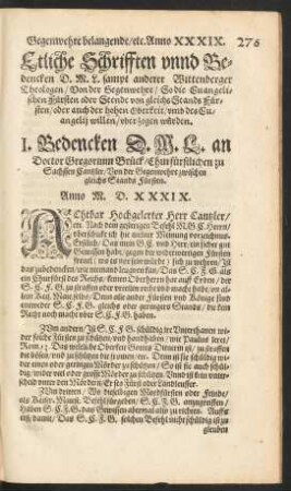 Etliche Schrifften unnd Bedencken D. M. L. samt anderer Wittenberger Theologen ...