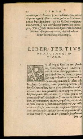 Liber Tertius De Argumentatione.