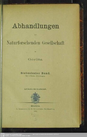 17.1881: Abhandlungen der Naturforschenden Gesellschaft zu Görlitz