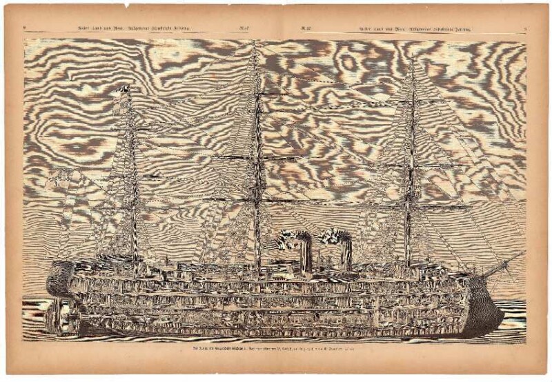 Das Innere des Panzerschiffs 'Wilhelm I', Nach einer Skizze von M. Bischoff, auf Holz gezeichnet von G. Theuerkauf