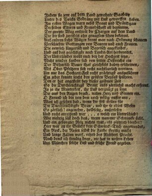 Auszug eines poetischen Sendschreibens von einem guten Freund aus München an seinen anderen in W. Worinnen er die wegen dem Hohen Beylager hier angestellte Festivitäten Bey müßigen Stunden in Versen verfertiget, und auf Verlangen zum Druck befördert, 5