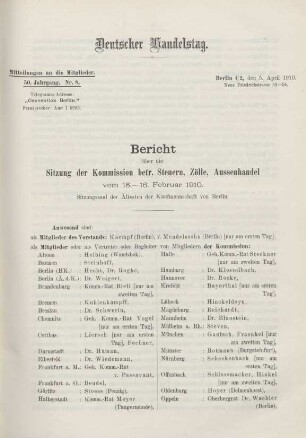 50. Jahrg. Nr. 8., ... den 5. April 1910