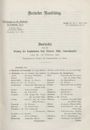 50. Jahrg. Nr. 8., ... den 5. April 1910