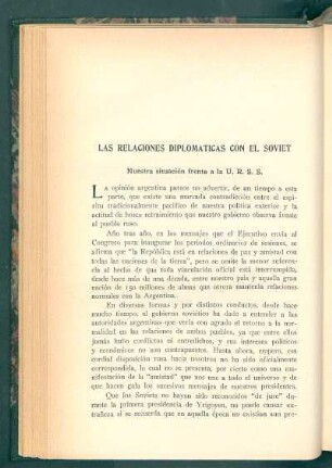 Las relaciones diplomáticas con el Soviet