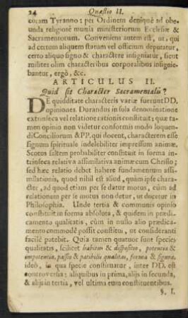 Articulus II. Quid sit Character Sacramentalis?