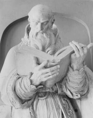 Heiliger Ambrosius : Balthasar Permoser (1651-1732). Der heilige Ambrosius. Holz, weiß gefaßt; H. ca. 2,50 m, 1725. Dresden: Katholische Hofkirche