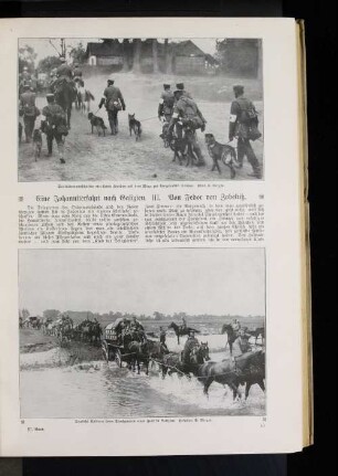 Sanitätsmannschaften mit ihren Hunden auf dem Wege zur kämpfenden Truppe.
