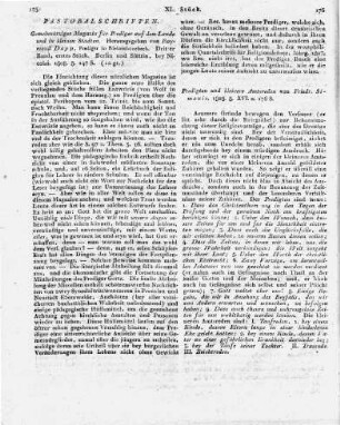 Gemeinnütziges Magazin für Prediger auf dem Lande und in kleinen Städten. Herausgegeben von Raymund Dapp, Prediger in Kleinschönebeck. Dritter Band, erstes Stück. Berlin und Stettin, bey Nicolai. 1808. 8. 147 S.