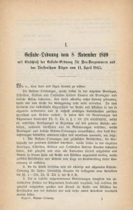 I. Gesinde-Ordnung vom 8. November 1810