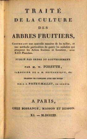 Traité de la culture des arbres fruitiers