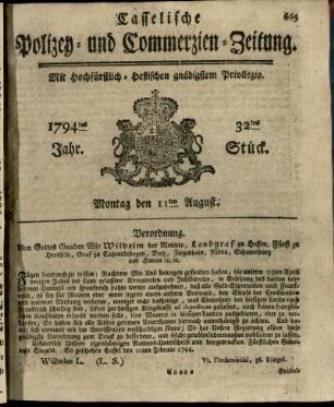 32tes Stueck, Montag den 11ten August 1794